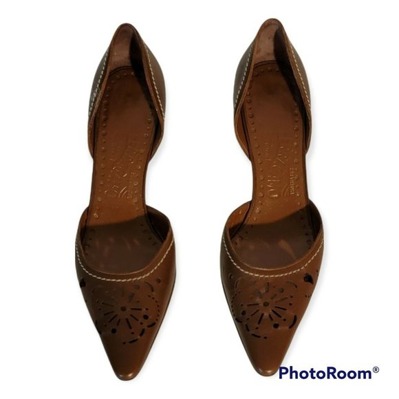 Salvatore Ferragamo Womens Brow Leather Kitten Heels Size 6 - Picture 6 of 9
